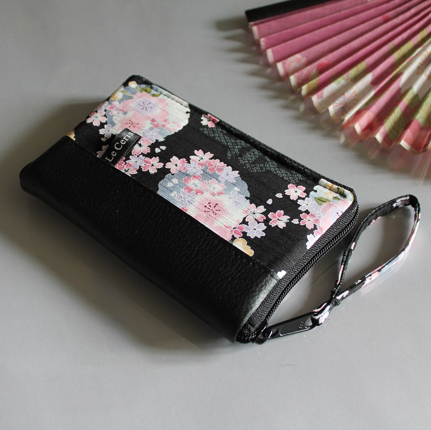 5.5" zippered Cards and coins wallet - Mina black pink blue